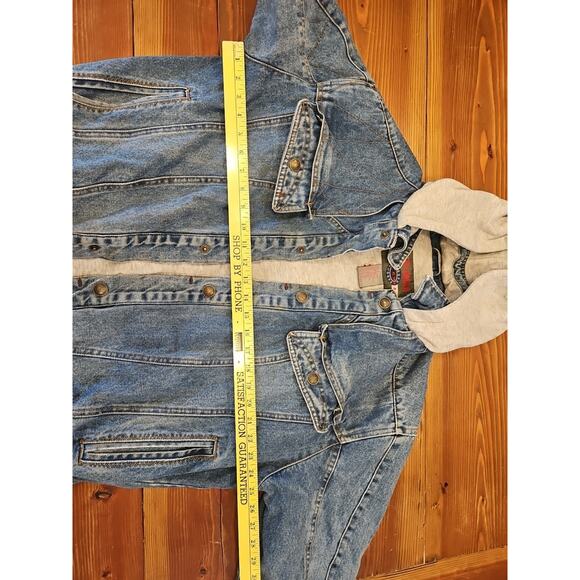 Vintage Blue Hoodie Jean Jacket Size Xtra Large XL New Order Outerwear American - Picture 8 of 11